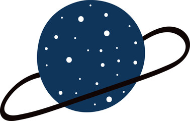 Dark Blue Planet with Unique Ring System Vector Illustration © Nethmi