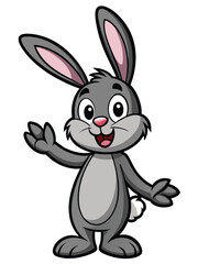 Obraz premium Elegant Black and White Rabbit Vector Illustration, Stylized Bunny Artwork - Hand-Drawn Rabbit Design, Detailed Rabbit Clipart - Wildlife Animal Silhouette Bunny Vector - Perfect for all print items