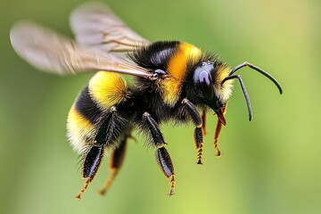 Flying bumblebee in garden