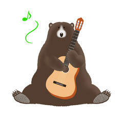 クマが楽しそうにギターを抱えているイラスト