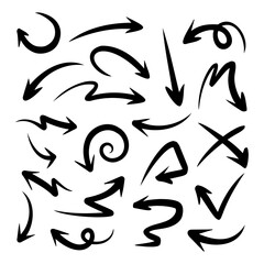 Creative collection of arrow doodles isolated on white background