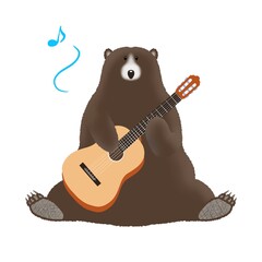 クマが楽しそうにギターを弾いているイラスト