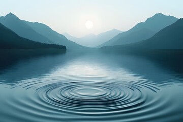 Sparkling light spots in the morning breeze on the lake surface