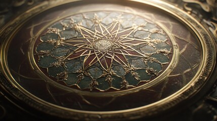 Obraz premium Intricate Gold And Teal Circular Design Ornament
