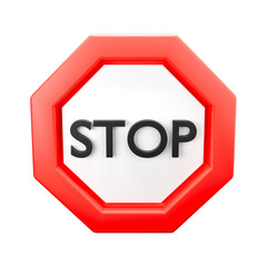 a 3D render of stop sign on white background 