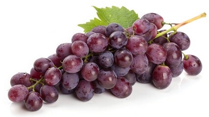 Fototapeta premium A bunch of purple grapes with a natural shine, isolated