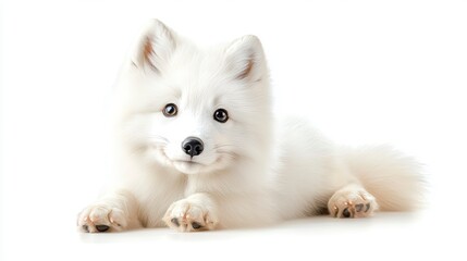 Obraz premium Playful samoyed dog posing indoors pet photography bright minimalist environment front view cute canine concept