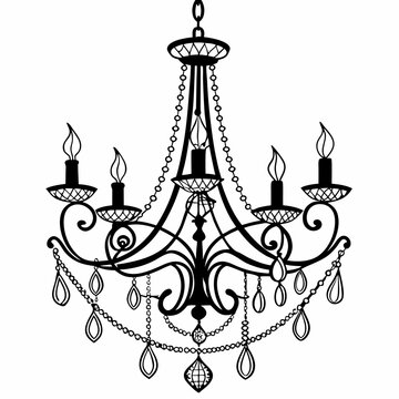 chandelier silhouette vector illustration