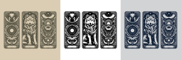 fantasy wolf vector playing card tattoo design © iqbal