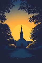 Fototapeta premium The Light, Shadow, and Tranquility Under the spire of the Old Church