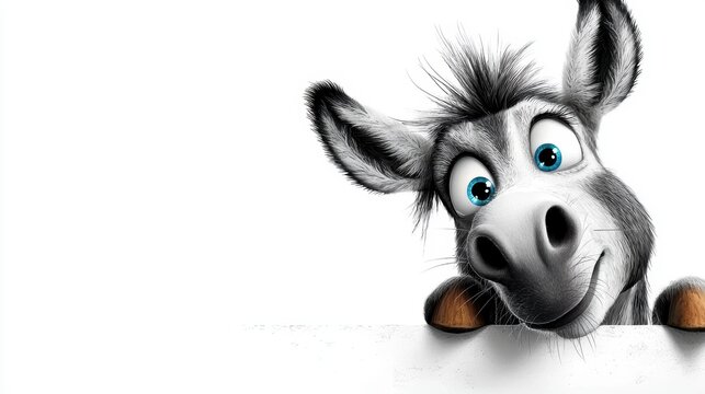 Playful cartoon donkey studio background illustration whimsical style close-up fun concept