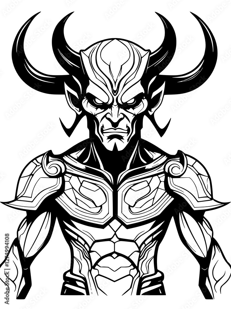 Sticker illustration of a cartoon devil