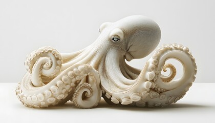 Obraz premium Elegant sculpture of an octopus displayed on a white surface