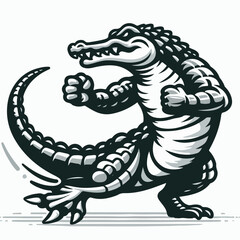 cartoon vector illustration of crocodiles fighting