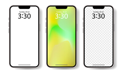 Collection of smartphone mockup design isolated on white background. Set of smartphone template design