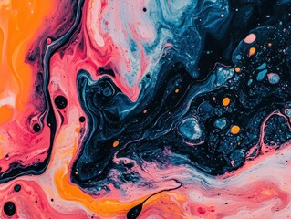 A vibrant abstract swirl of colors including pink, orange, and blue, creating a dynamic and captivating visual texture.