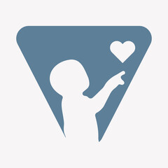 Initial Charity Logo On Letter V Combine With Baby Holding Hear Symbol