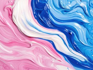 Obraz premium A vibrant, swirling abstract design featuring shades of pink, blue, and white, creating a dynamic and fluid visual effect.