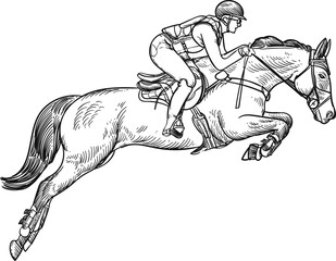Obraz premium hand drawn artwork equestrian show jumping horse