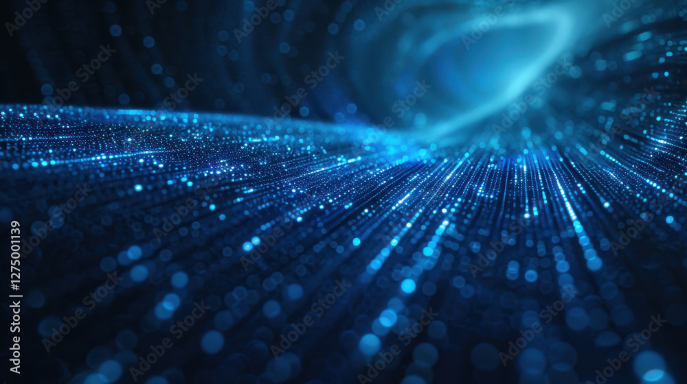 Poster mesmerizing blue abstract background with glowing particles creating sense of depth and movement, ev
