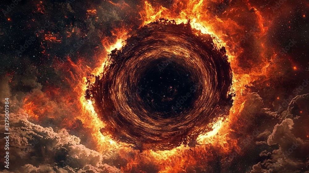 Aufkleber surreal fractal vortex pulling into a dynamic spatial realm. copy space.