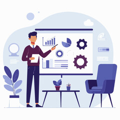 vector illustration of people presenting at a company