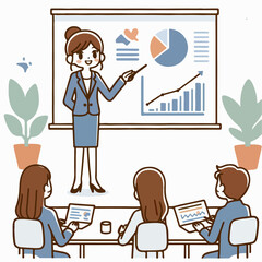 vector illustration of people presenting at a company