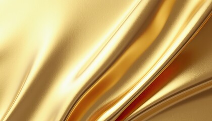 Luxurious Gold Satin Fabric CloseUp: Smooth, Glossy Texture. A close up shot of a shiny gold fabric.