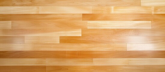 Bird's-eye view of a maple hardwood basketball floor.