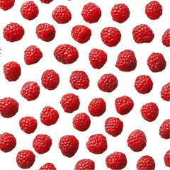 Fresh Raspberries Pattern on Black Background