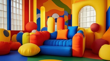 Vibrant Colorful Room with Inflatable Furniture