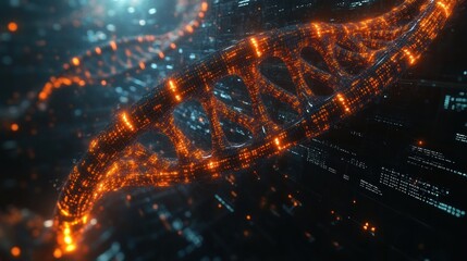 Fototapeta premium Illuminated DNA Helix: A Glimpse into Genetic Code