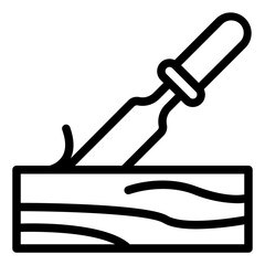 Wood Carving Icon in Line Style