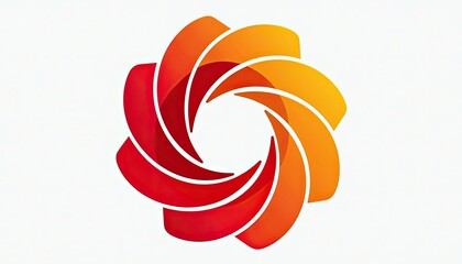 Obraz premium Vibrant Red and Orange Camera Lens Logo on Stunning White Background. A stylized red and camera lens logo.