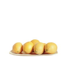 Fresh lemons on a plate, still life food photography, studio shot