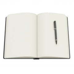 Black Notebook Open with Pen Ready for Writing