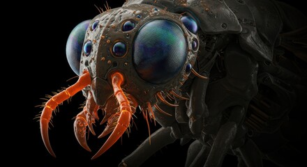Fototapeta premium Cybernetic Insect: A Close-Up of a Futuristic Biomechanical Creature
