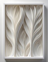 Elegant Paper Sculpture with Curving Forms in a Shadow Box Frame