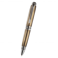 Naklejka premium Bronze Ballpoint Pen Showcasing Classic Design and Textured Barrel