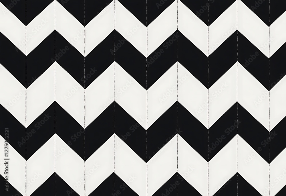 Poster monochrome zigzag pattern with subtle stitching detail for design