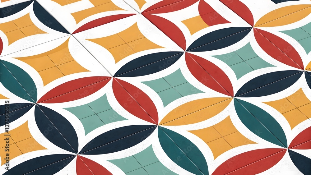 Aufkleber a colorful tile pattern with a white background