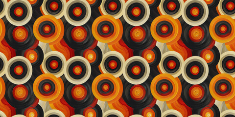Fototapeta premium Abstract circular pattern in red black and beige tones