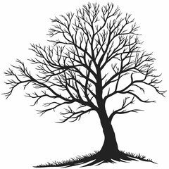 bare tree silhouette vector illustration