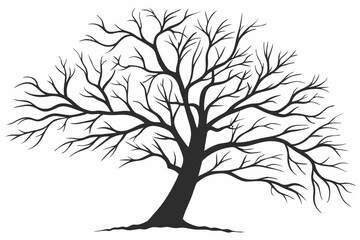 bare tree silhouette vector illustration