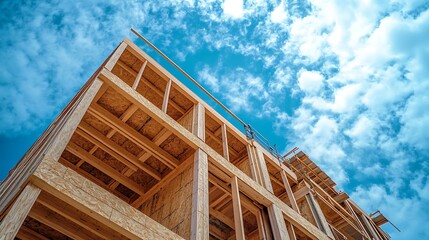 Framing Construction Underway, Sunny Day