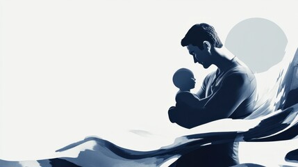 Father and Baby Silhouette  Abstract Art  Love  Family