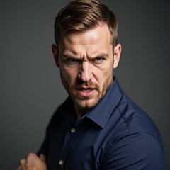 Obraz premium Image of an Angry White Man Short Brown Hair Beard Business Casual