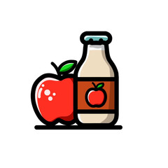 Apple juice in a bottle with a white background, vector illustrator design