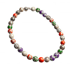 Obraz premium Colorful Beaded Necklace with Floral Designs and Silver Accents