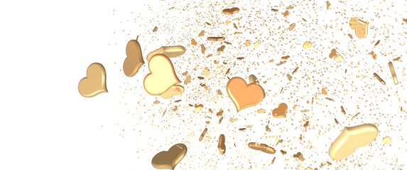 hearts on a pink background. 3d render illustration for advertising. Valentine's Day.